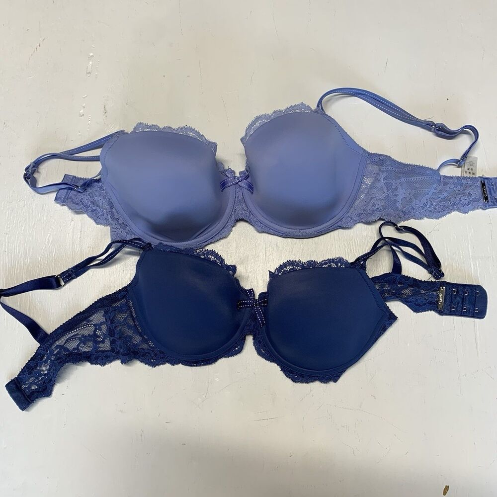 CHANTELLE LOT OF 2 RIVE GAUCHA UNDERWIRE T-SHIRT BRA Dark Blue, Light Sz 32 DDD